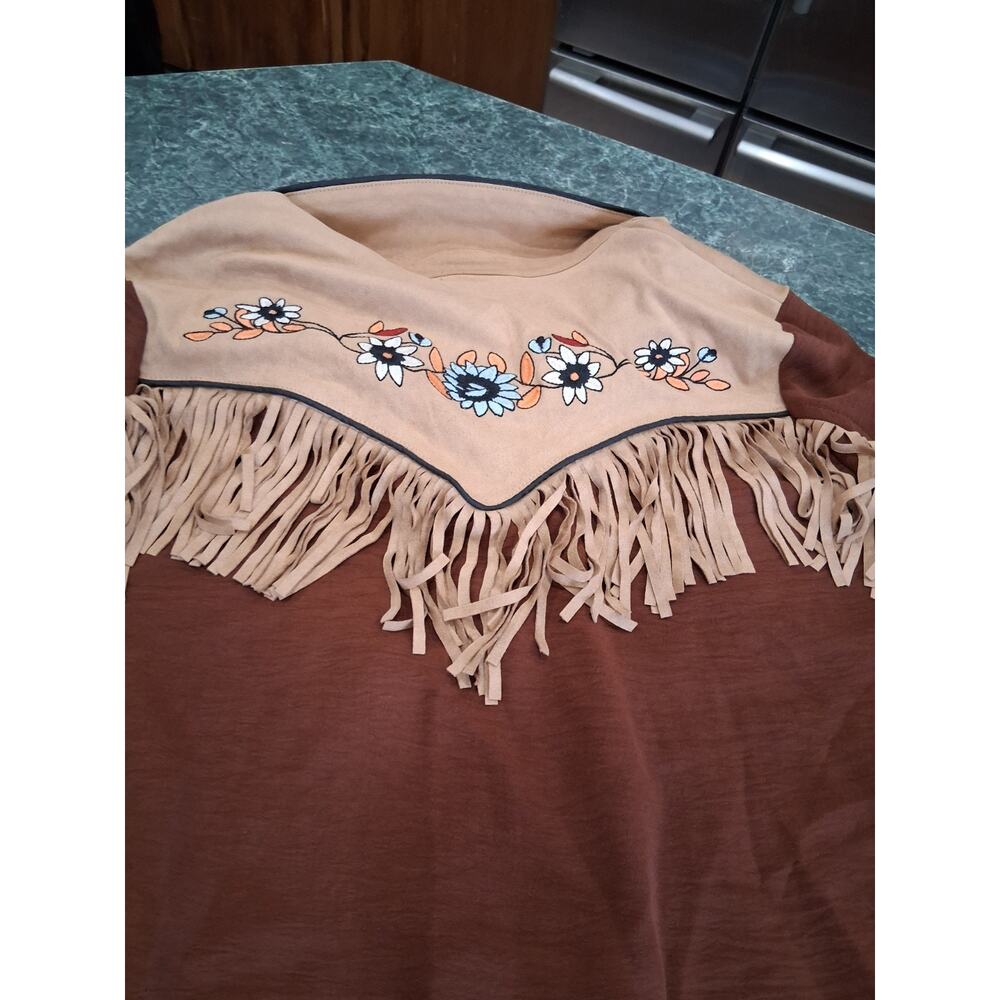 John Moon Western Cowgirl Shirt Sz L Embroidered Fringe Studded Floral Rodeo - Picture 12 of 13